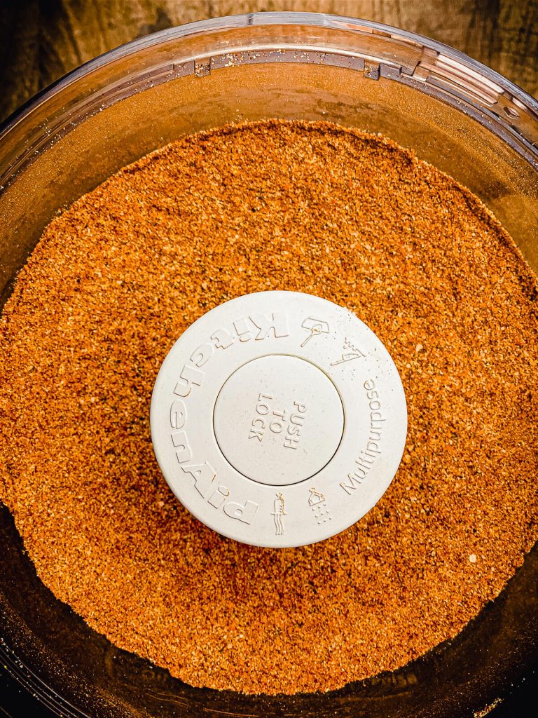 homemade bbq rub mixed in food processor