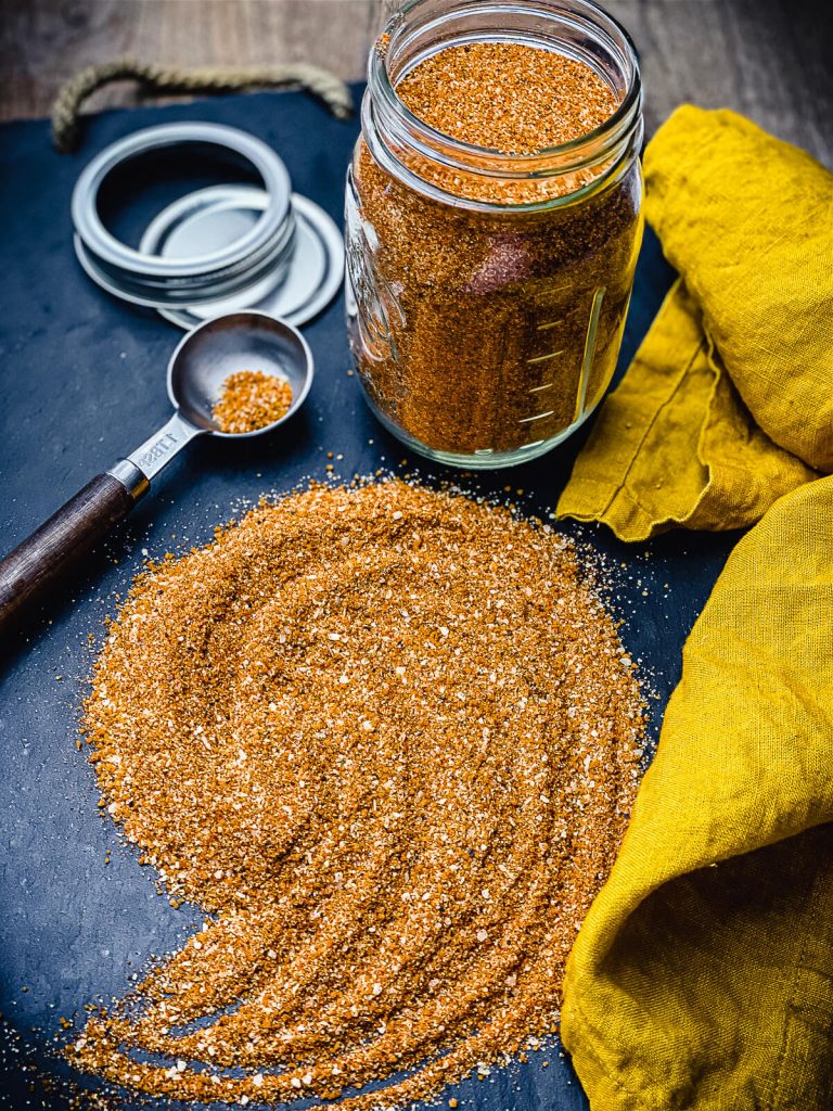 homemade bbq dry rub with measuring spoon