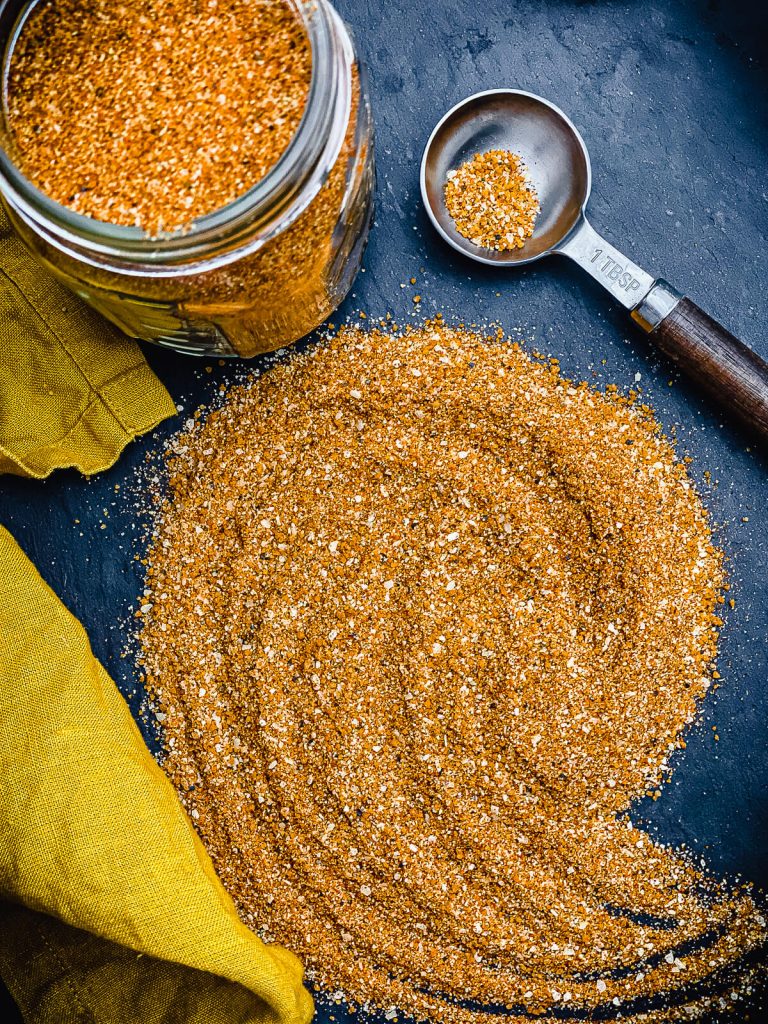 homemade bbq rub on a slate board