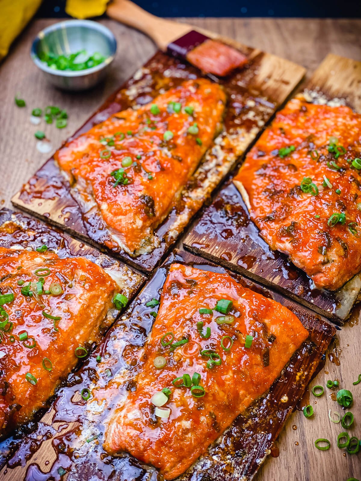 plank salmon with honey sriracha sauce
