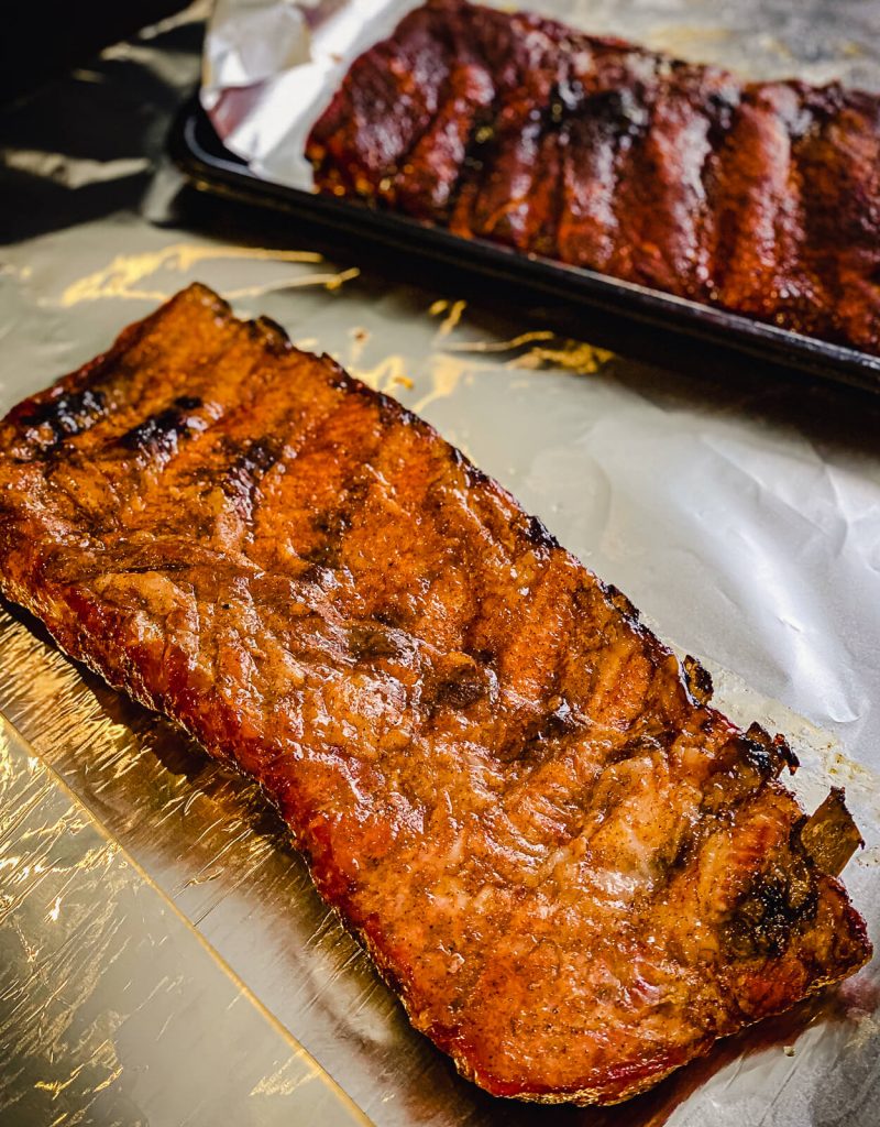 ribs on tin foil before they are wrapped up