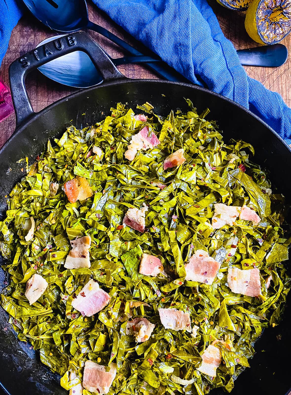 collard greens in a serving bowl