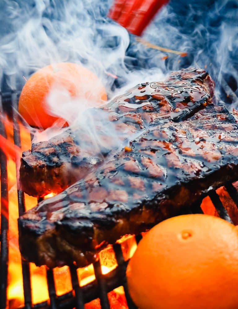 new york strip steak on the grill