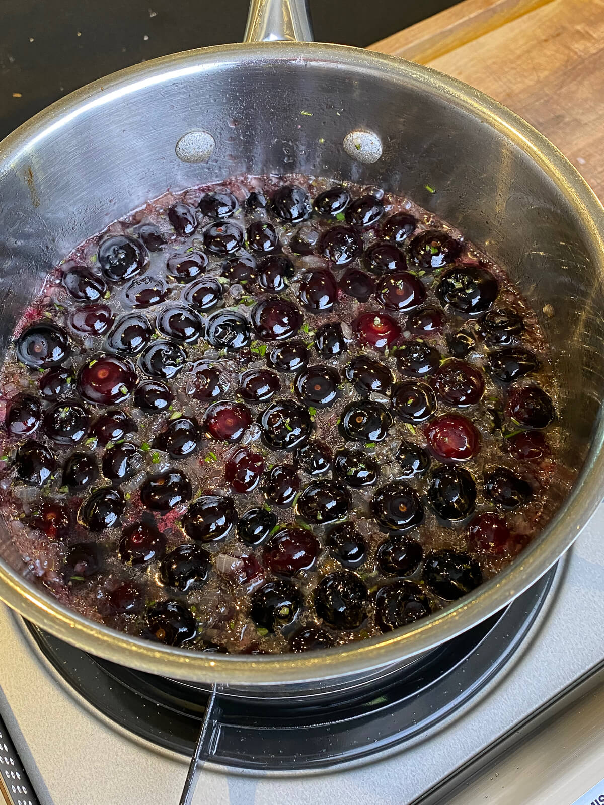 blueberries in a saucepan