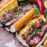 choripan sitting on a cutting board