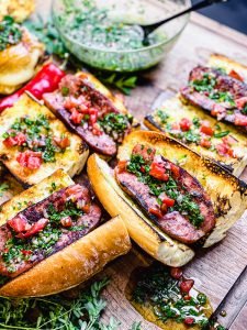 choripan recipe made and sitting on a cutting board