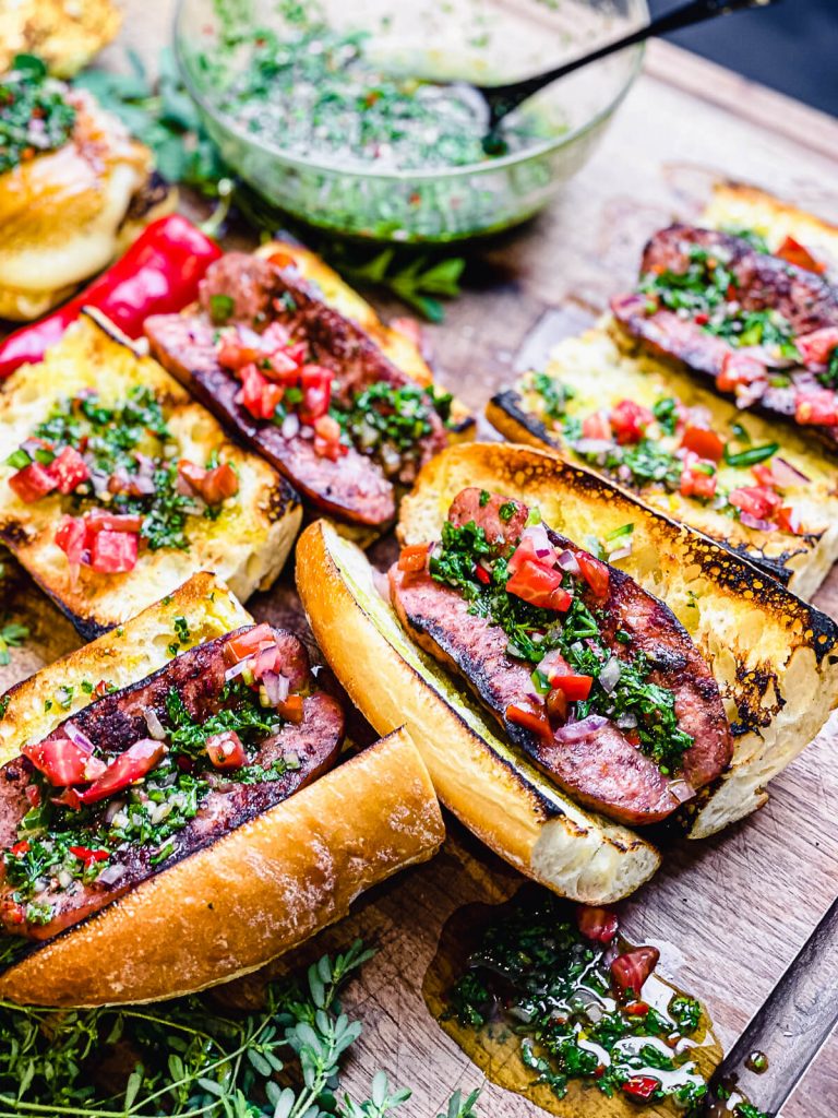 choripan recipe made and sitting on a cutting board