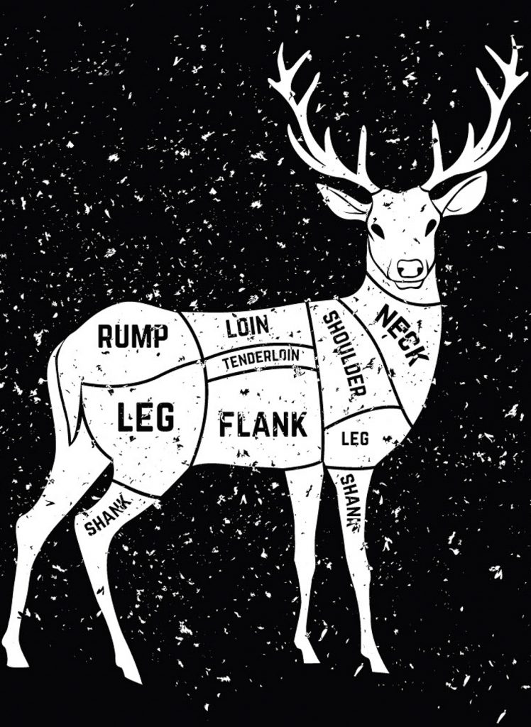 graphic showing sections of a deer for venison meat
