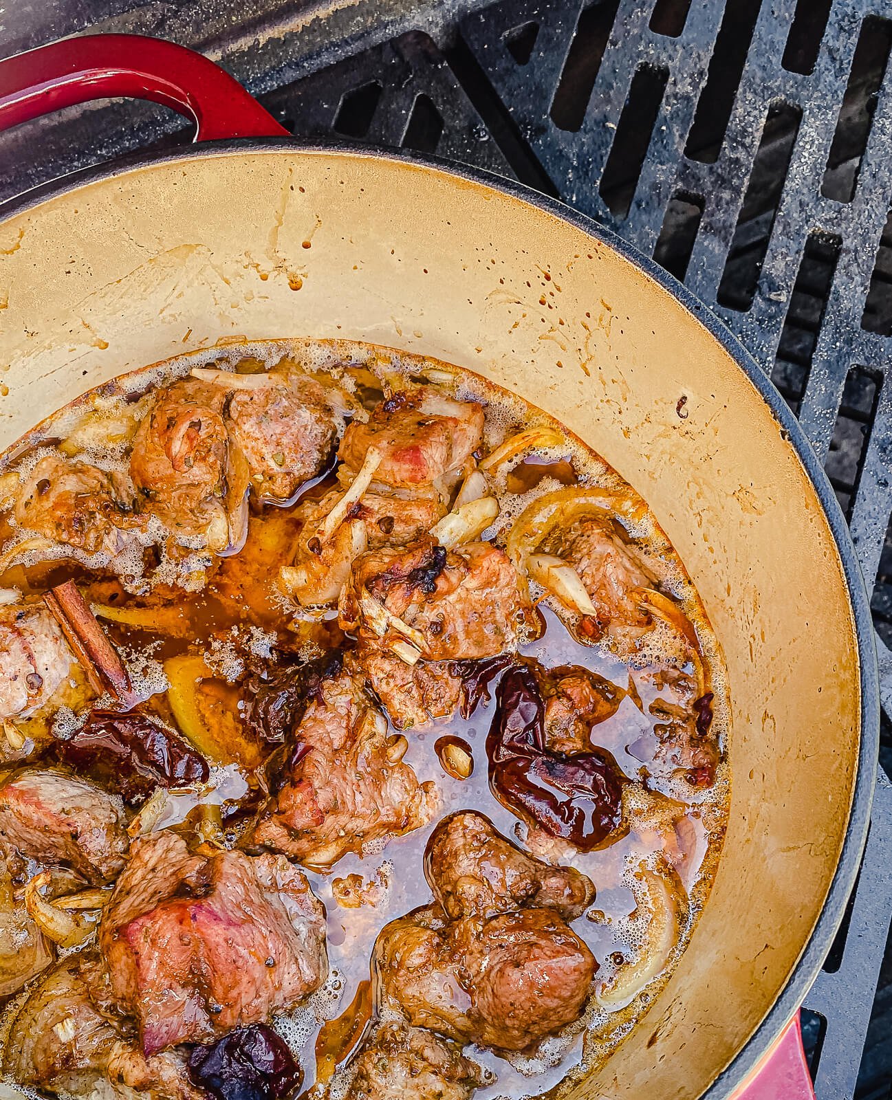 pork carnitas after one hour on the grill