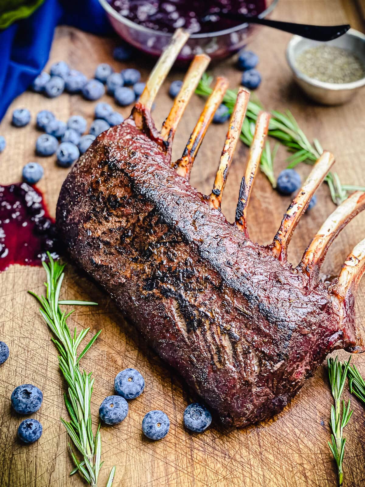 Grilled Rack Of Venison w/ Blueberry Compote Grillseeker
