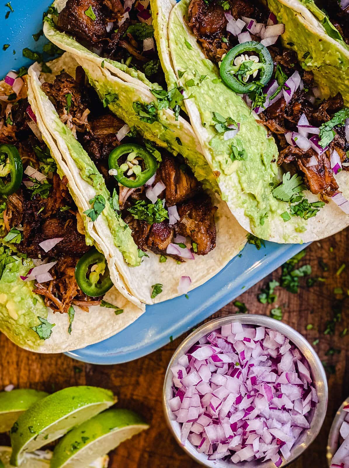 pork carnitas tacos on a plate