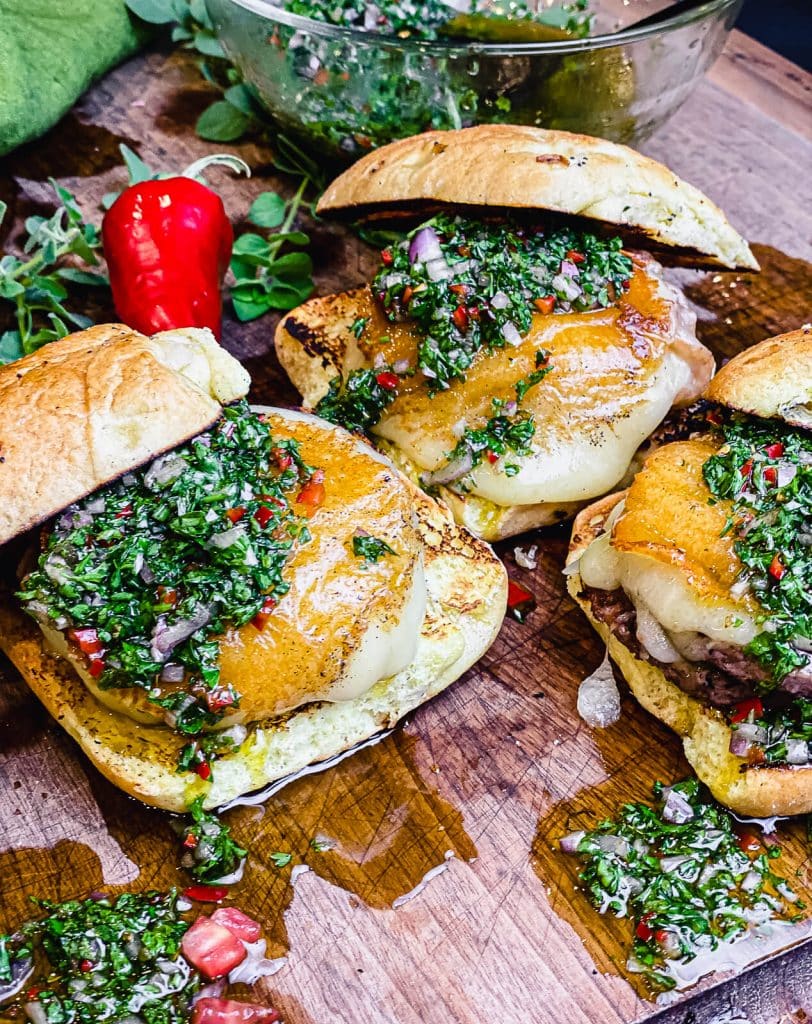 provoleta burger with chimichurri