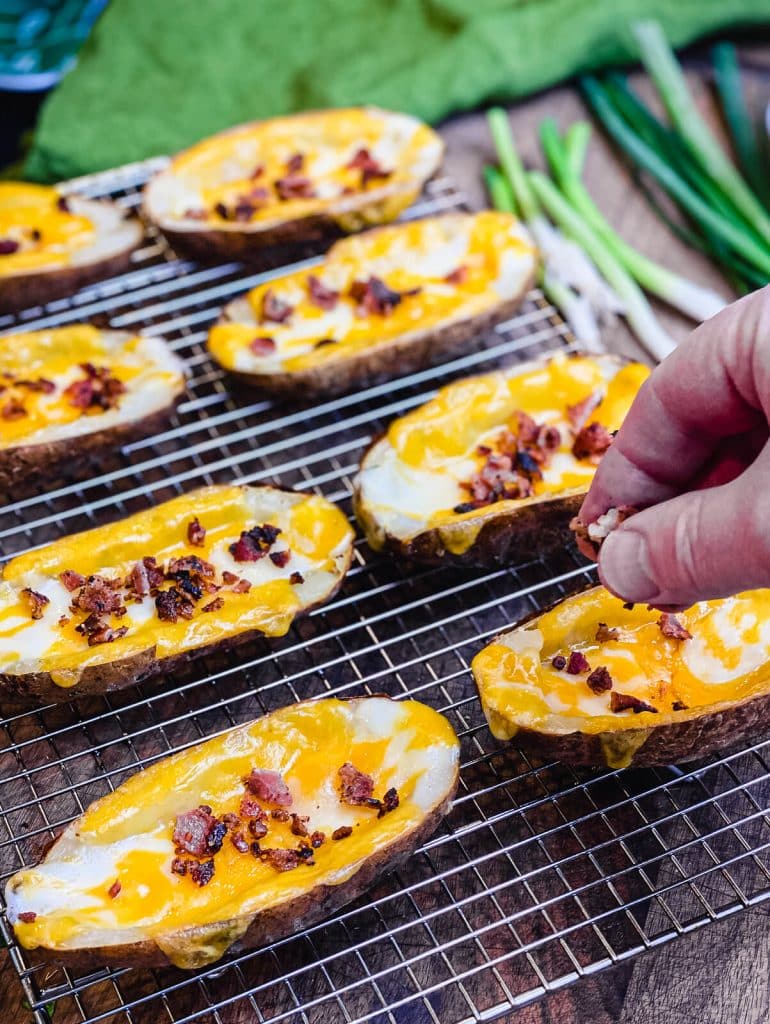 adding bacon to baked potato skins recipe