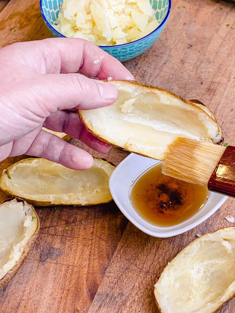 The Ultimate Loaded Baked Potato Skins Recipe Outdoor Recipes Grillseeker