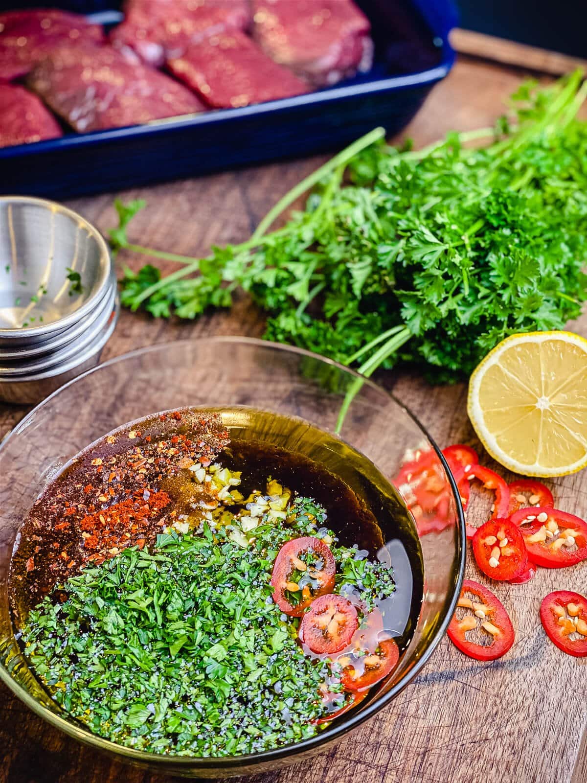 marinade ingredients in a mixing bowl