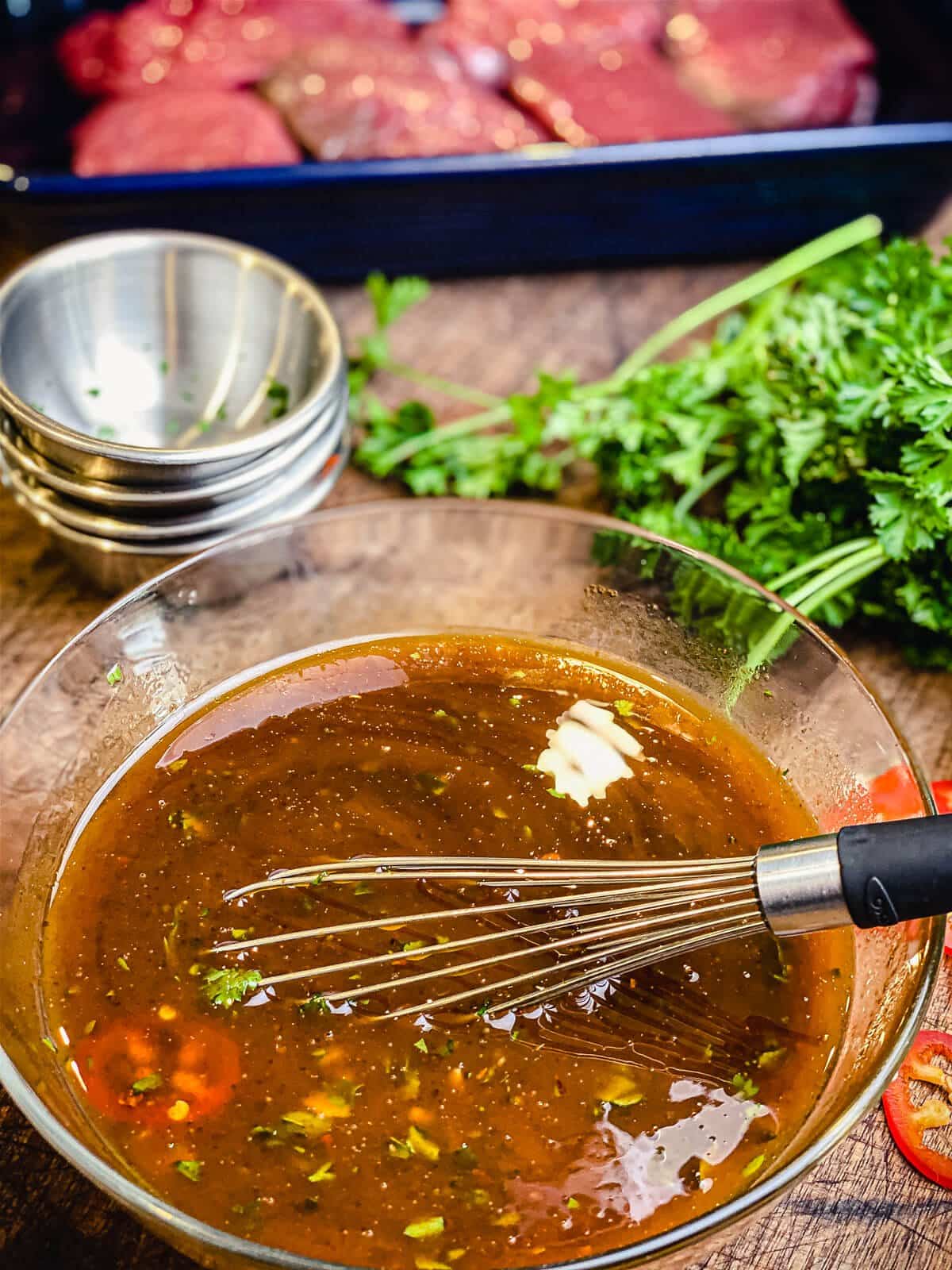 ingredients for marinade mixed together