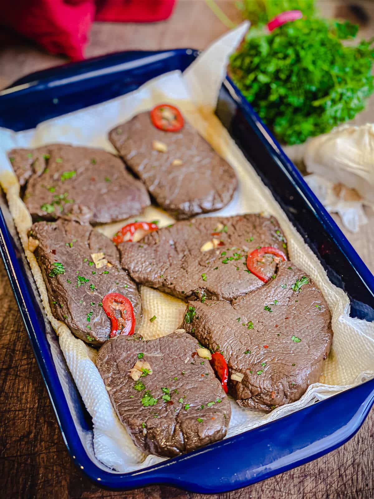 venison steaks dried off and ready for the grill