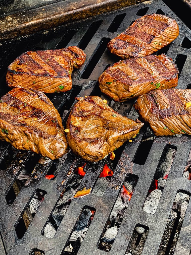 venison steaks on the grill