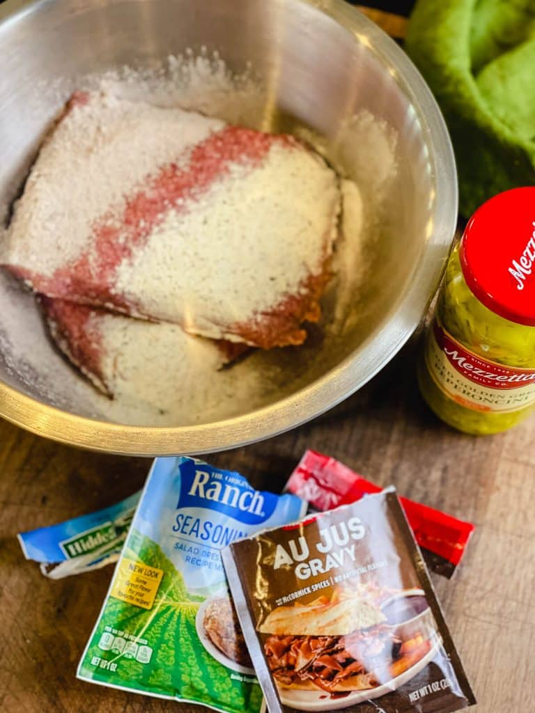 ingredients for Mississippi pot roast burgers