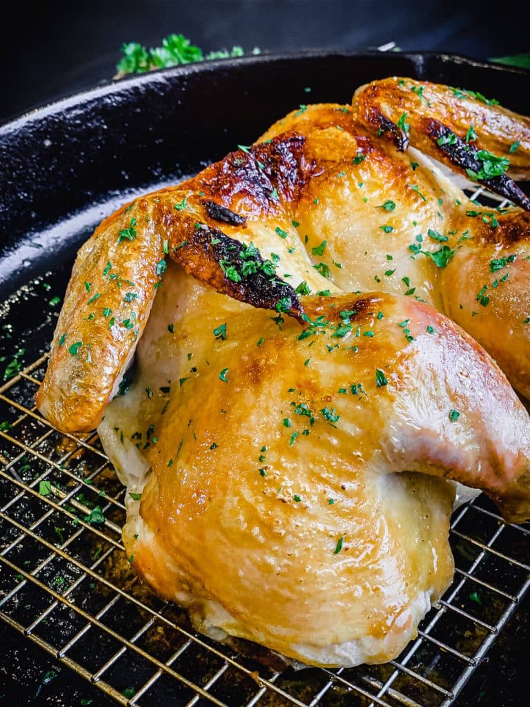 roasted chicken on a wire rack