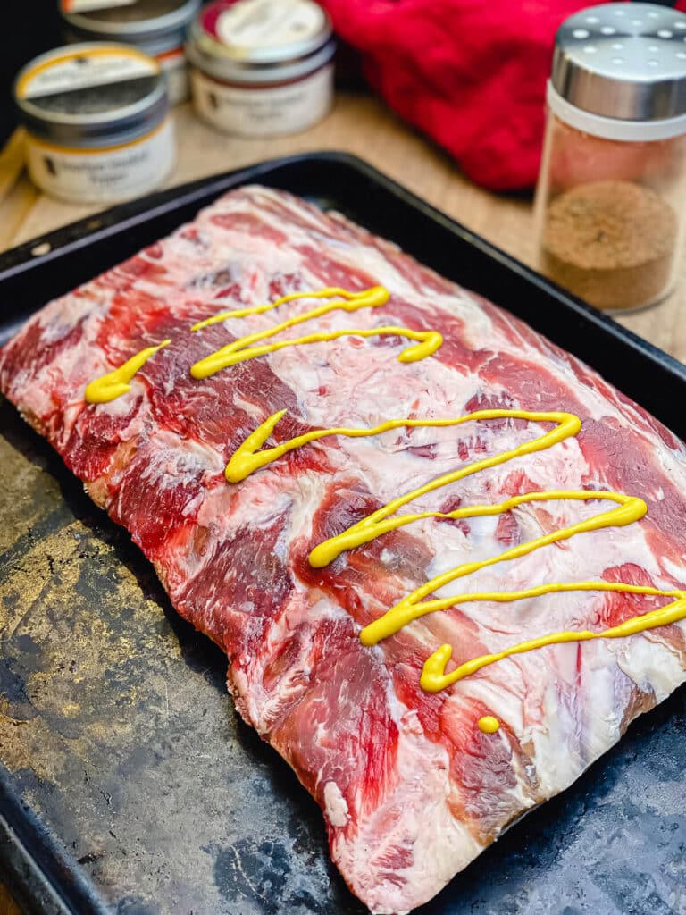 mustard on beef ribs