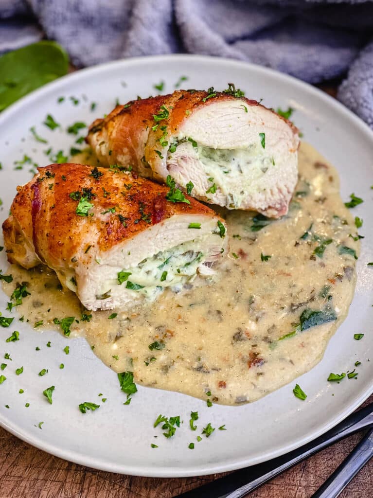 stuffed chicken breast on a plate