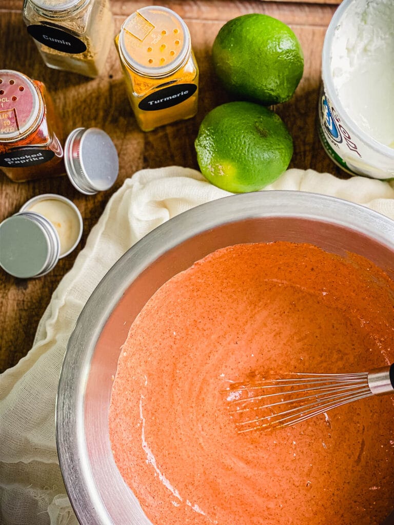 tandoori chicken marinade in a mixing bowl