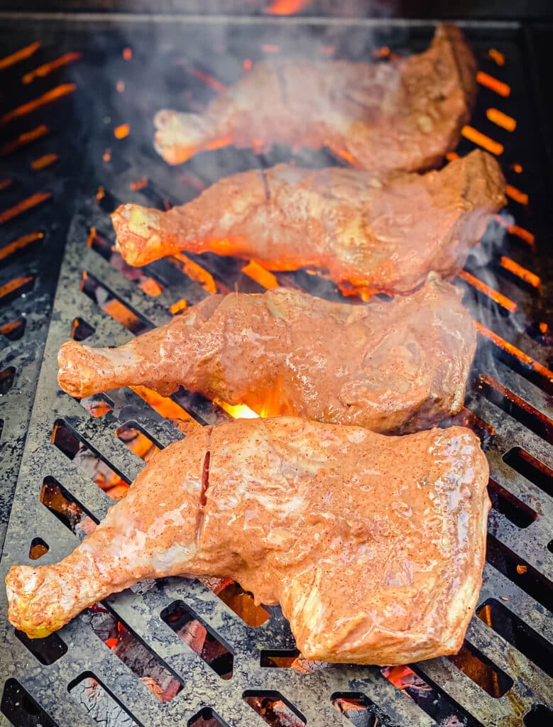 tandoori chicken on a hot grill