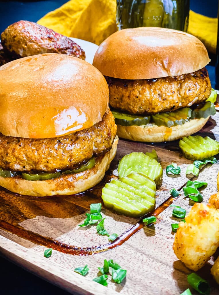 Nashville hot chicken burgers with pickles