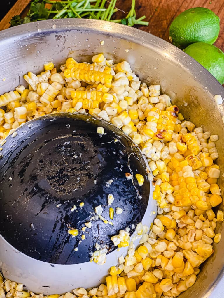 bowl of corn freshly sliced off the cob