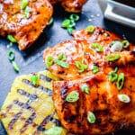 huli huli chicken thighs with scallions