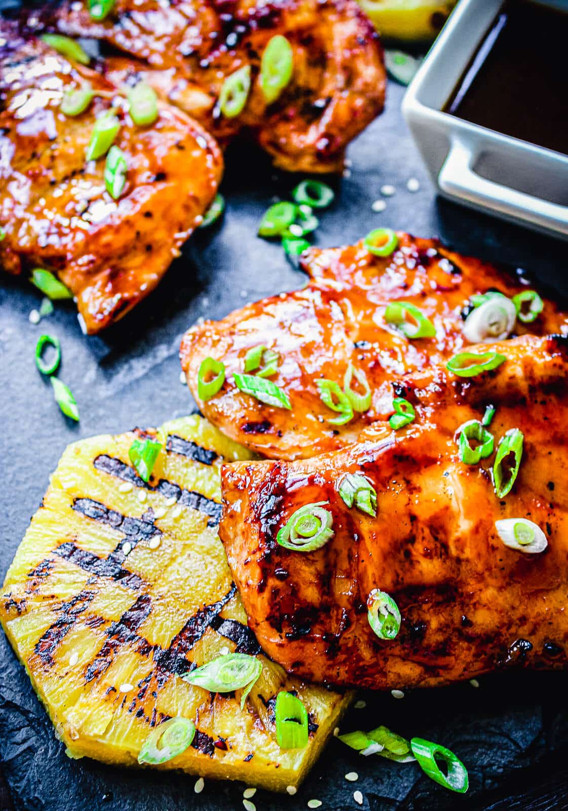 huli huli chicken thighs with scallions