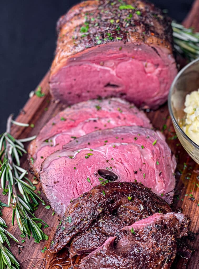 hole in beef roast from a rotisserie spit