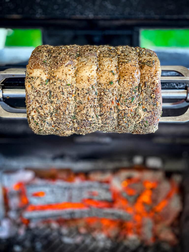 prime rib roast over a fire