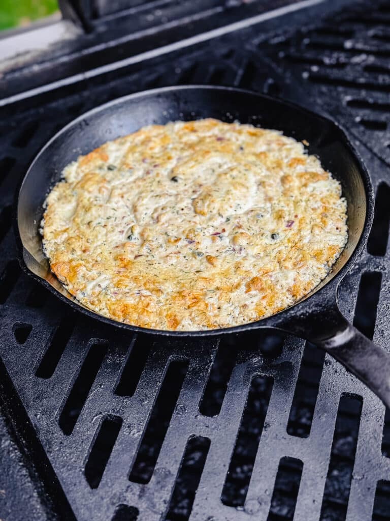 salmon dip smoking on a grill