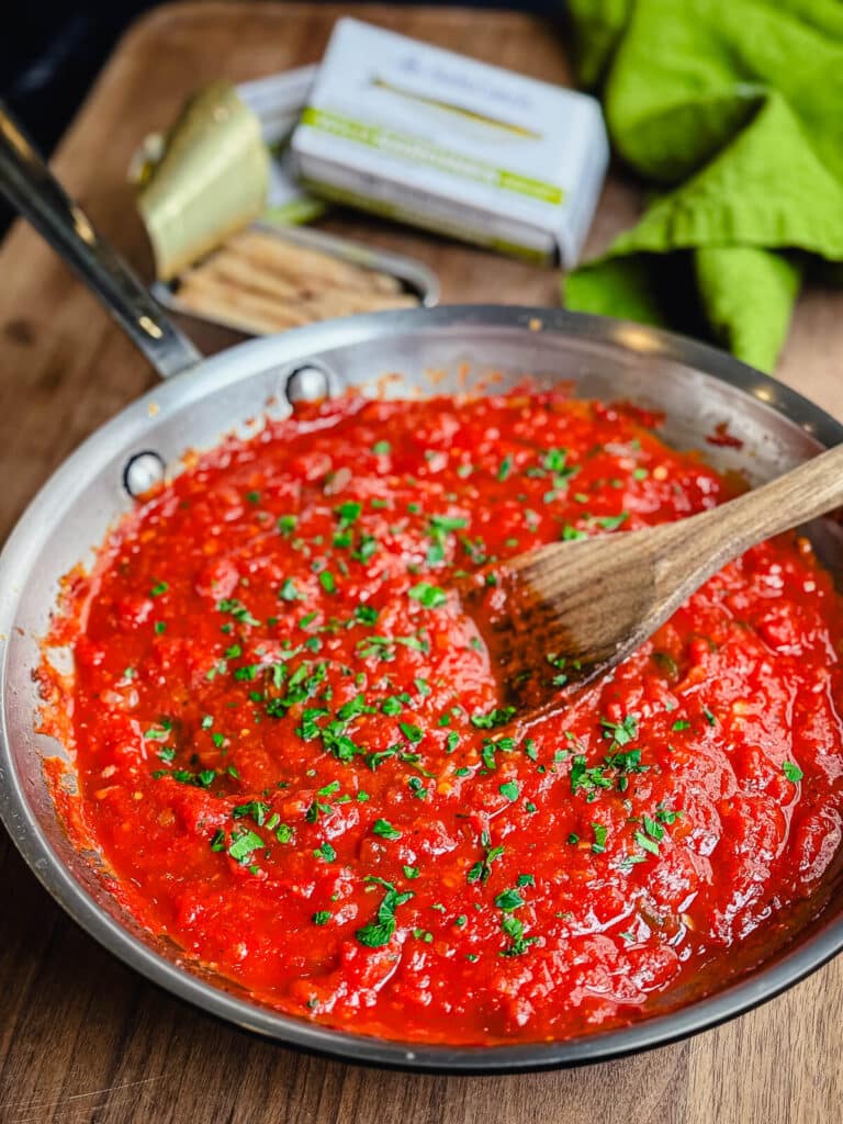 fra diavolo sauce garnished with fresh parsley