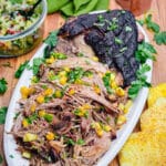 platter of pineapple brined pulled pork