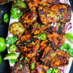 platter of grilled chipotle chicken thighs