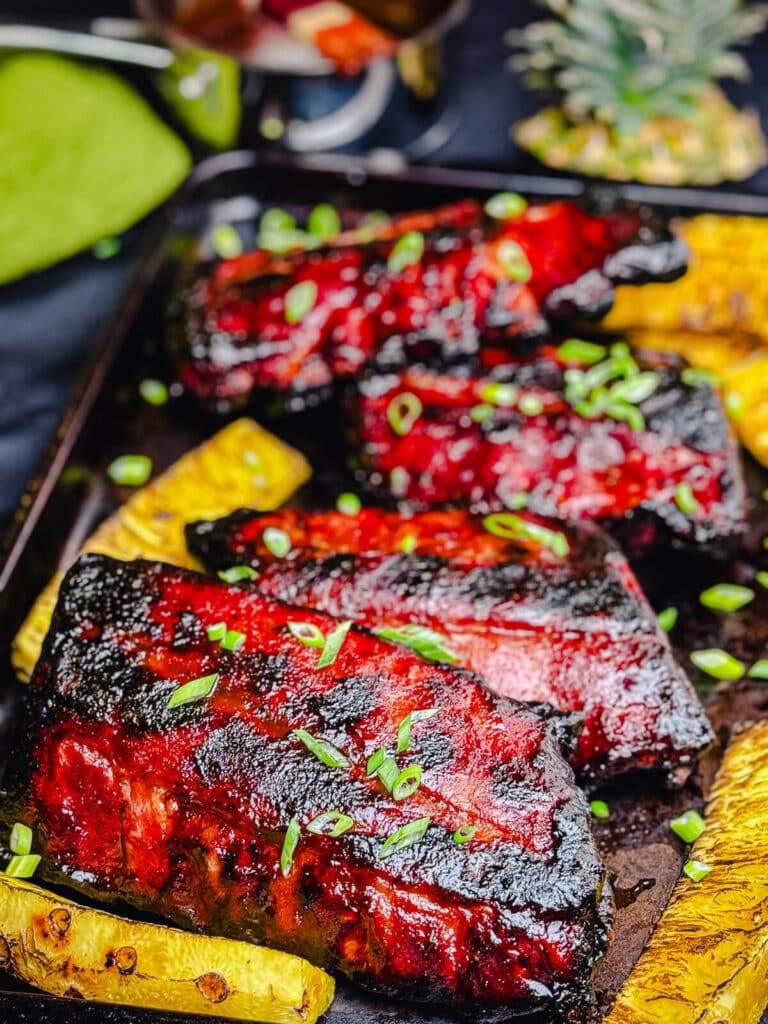 Huli Huli ribs with scallions and pineapple