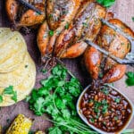 grilled cornish hens with tortillas and cilantro