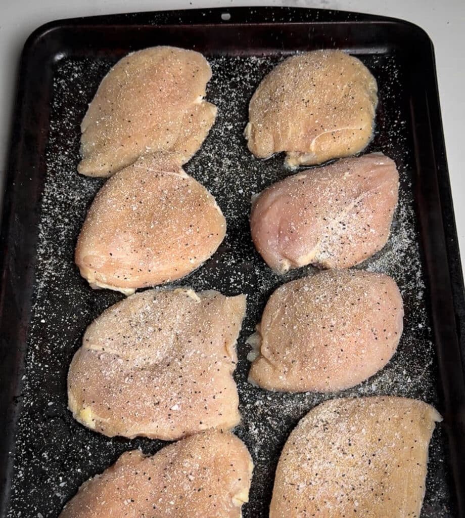 chicken breasts seasoned with salt and pepper