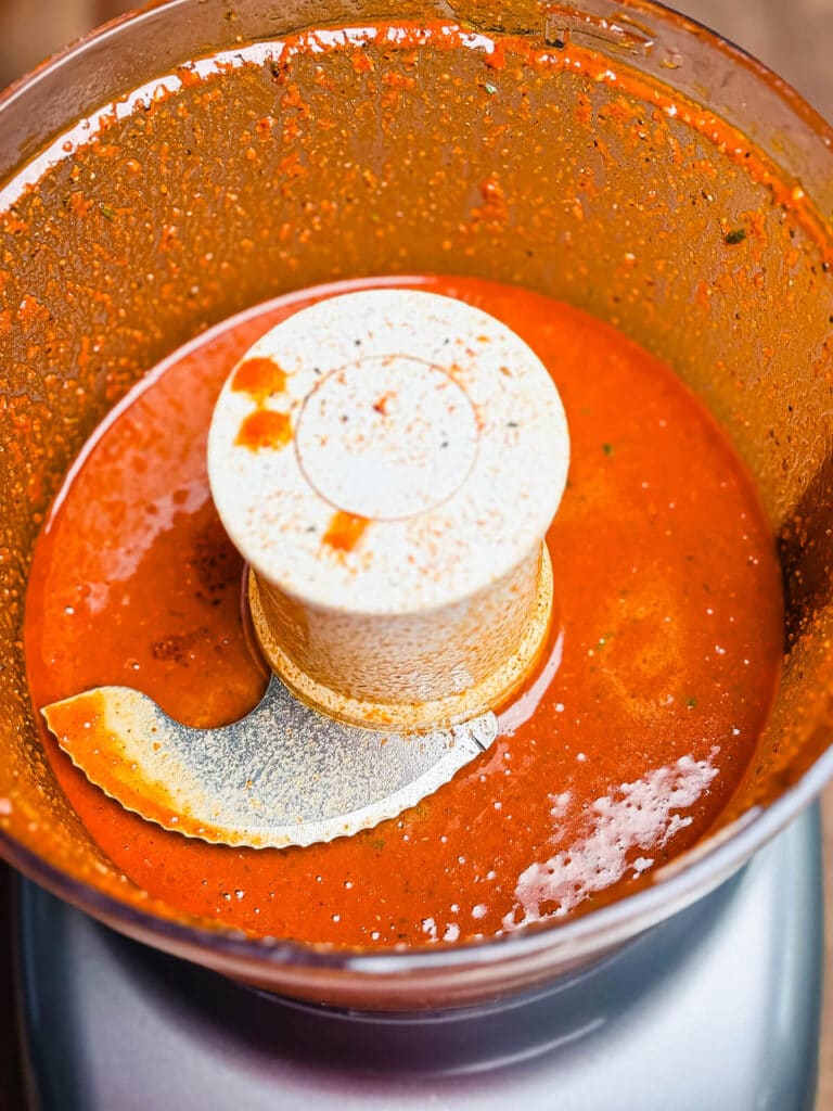 blended peruvian chicken marinade in a food processor