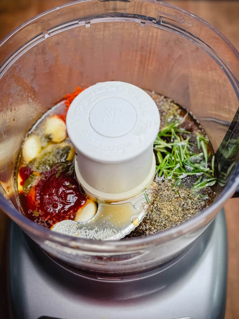 marinade ingredients in a food processor
