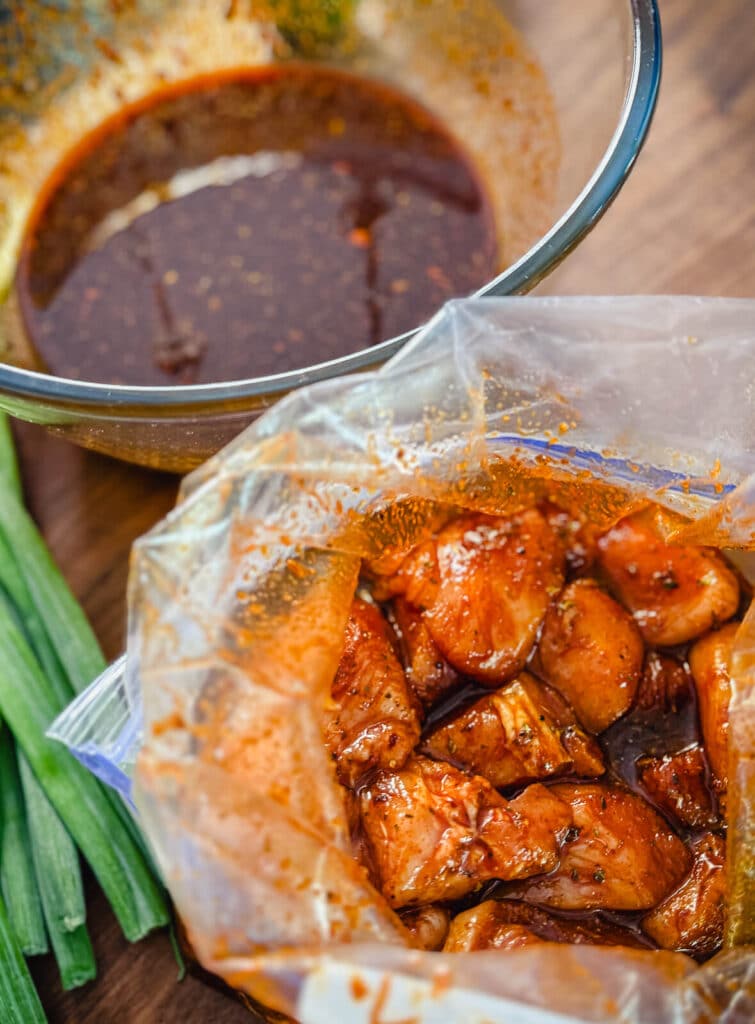 chicken soaking in marinade