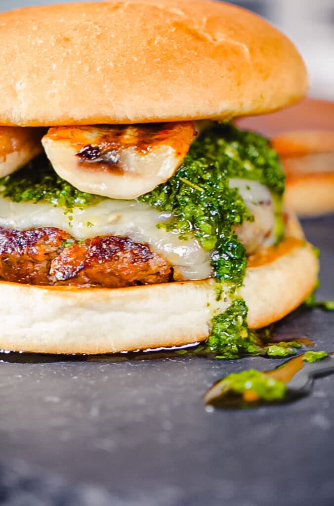 Columbian burger with chimichurri