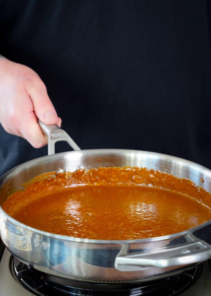 pan with indian butter chicken sauce