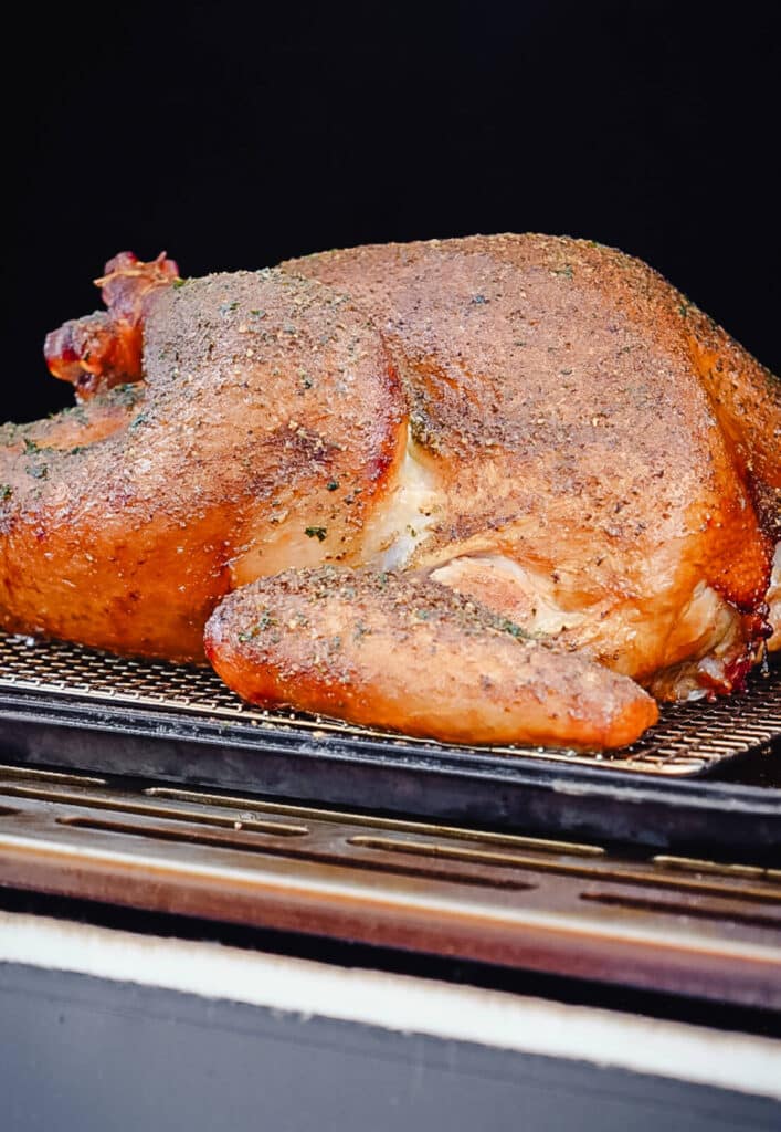 smoked turkey inside of a smoker
