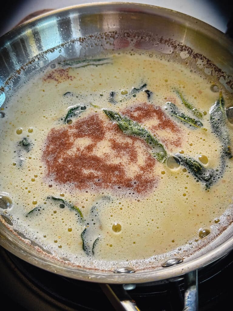 sage brown butter in a pan