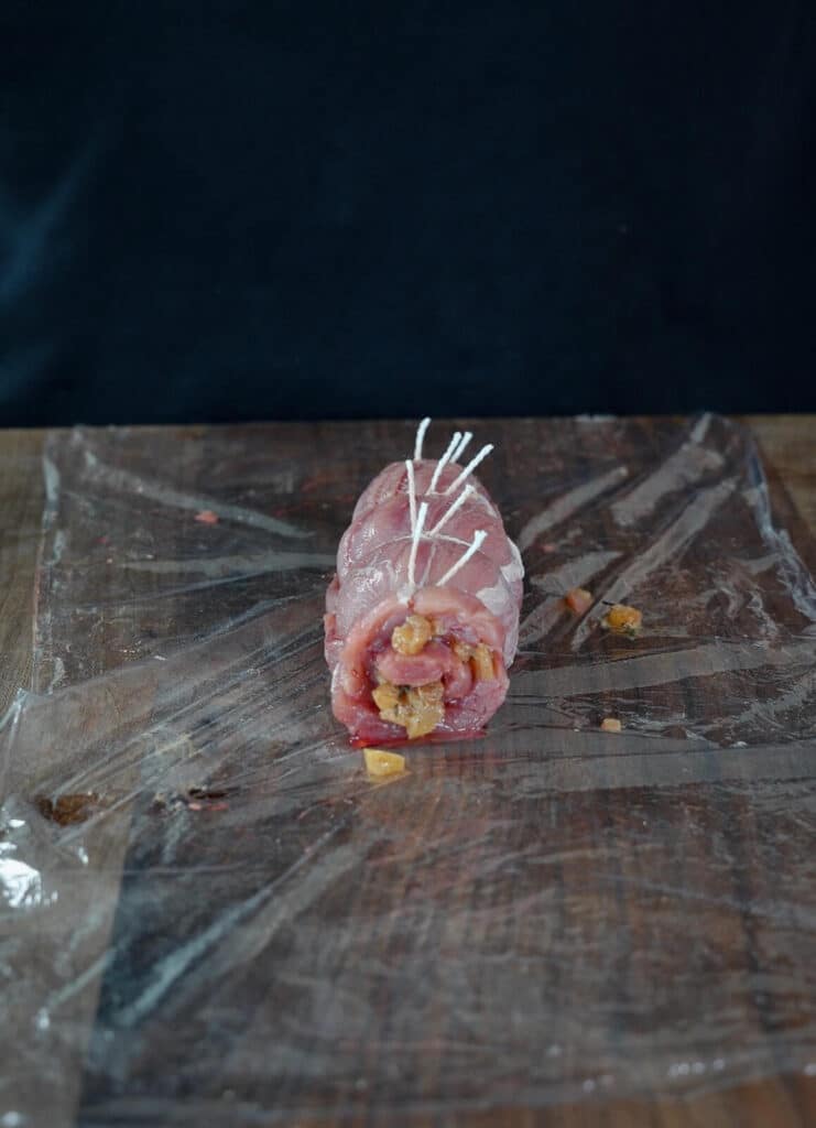 stuffed pork tenderloin tied with butchers twine