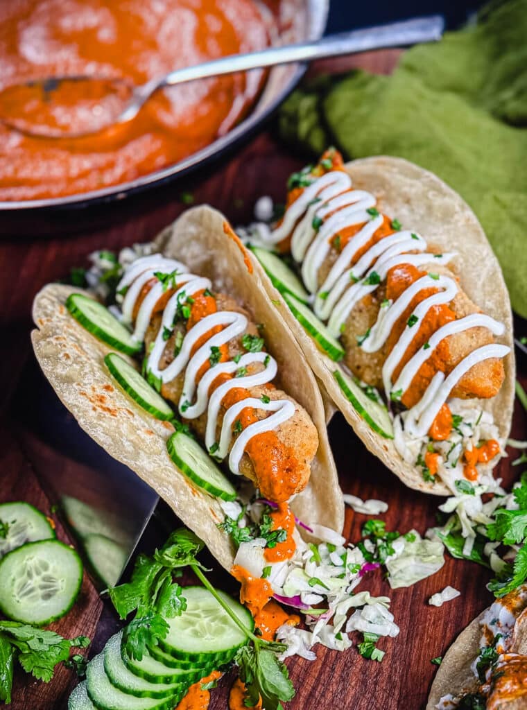chicken tikka masala tacos on a platter